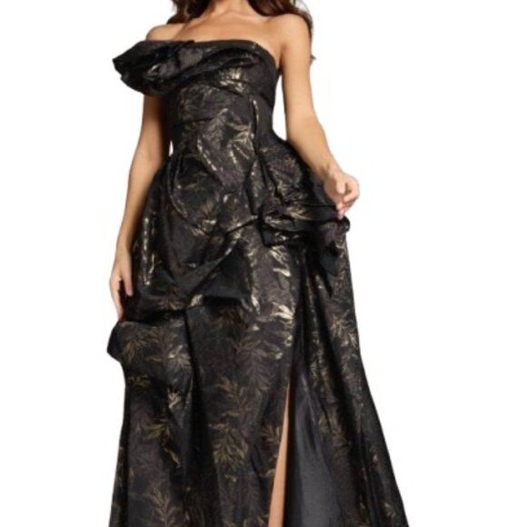 NWT Jovani 38265 Ruffled Formal Gown Brown Black Size 12 - Picture 1 of 4